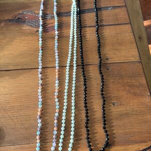Elegant Beaded Necklace Set - Black, Blue, and Brown